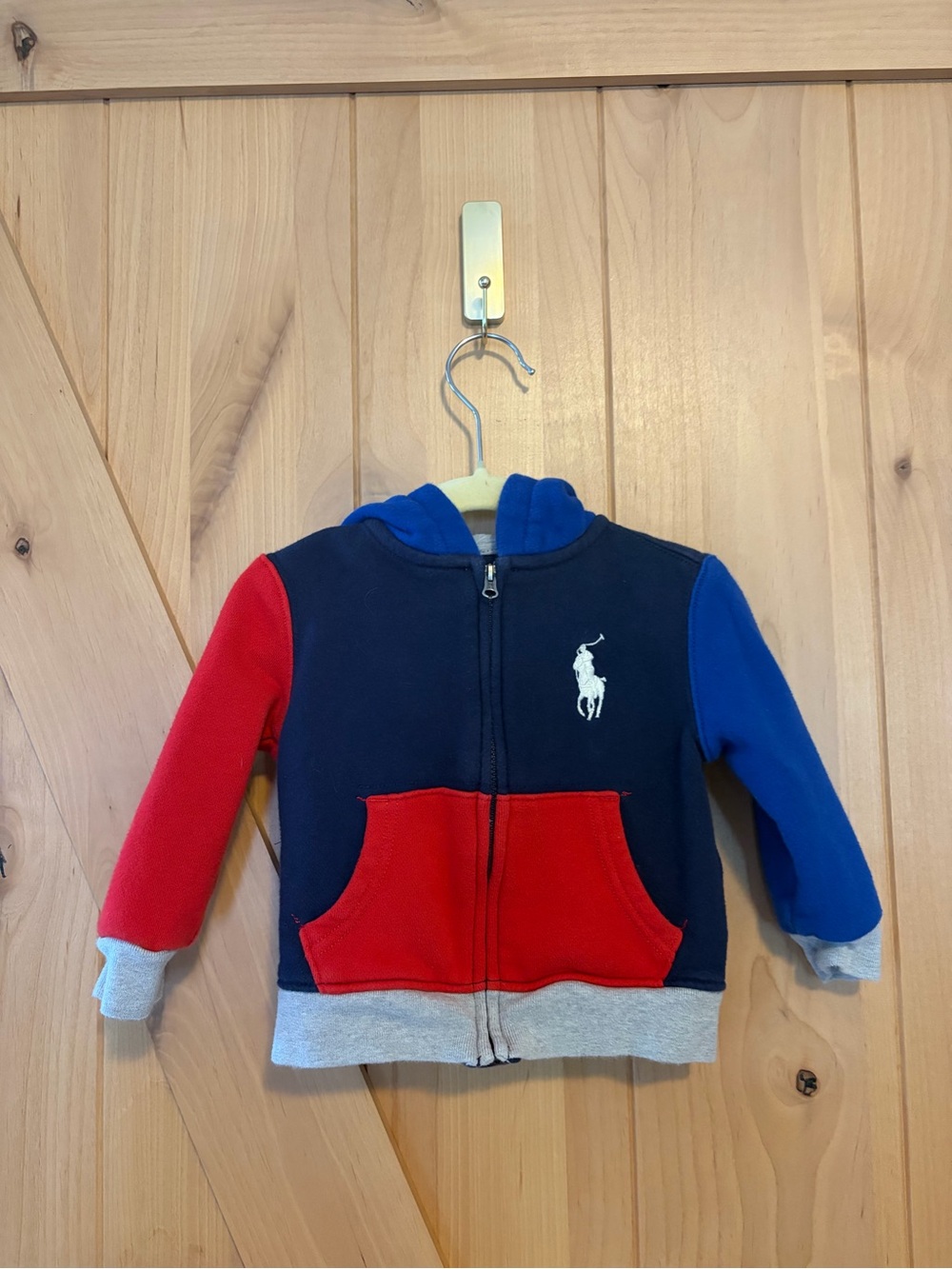 Polo Ralph Lauren Hoodie Zip Up Jacket Infant Baby 12 Mo Colorblock Embroidered